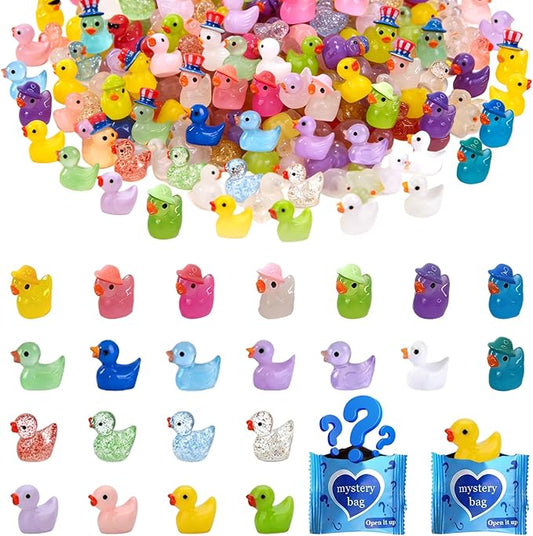 Mini Glow In The Dark Animal Resin Models, Resin Animals Mystery Bags, Individually Wrapped Blind Bags Tiny Animal Figurines, Collectible Mini Animals For Fairy Garden, DIY Crafts (200, Z-Ducks)