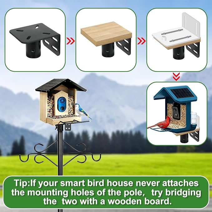 Gbekery 89 inch Double Hooks Heavy Duty Bird Feeder Pole with Squirrel Baffle for Outdoors,5-Prong Base Adjustable Bird House Pole for Smart Camera Birdfeeder,Bluebird House