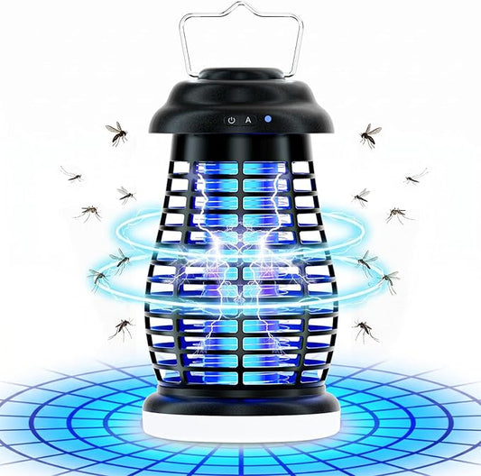 Cordless Bug Zapper Outdoor, 4200V Electric Mosquito Zapper, Fly Trap, Rechargeable Portable Fly Zapper, Waterproof Mosquito Trap Insect Killer Indoor Outdoor for Camping, Garden, Backyard, Home