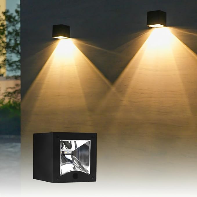 Solar Wall Lights Outdoor Waterproof LED Downlights with Warm White & RGB Modes for House Numbers, Address, Mailbox, Deck 1 Pack