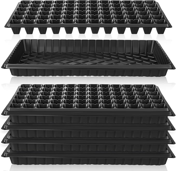 Vesici 40 Pack Seed Starter Trays and 72-Cell Plug Trays Sturdy Plastic Seedling Nursery Bundle for Microgreens, 1020 Tray Germination, Plant Propagation and Seed Starting & Transplanting