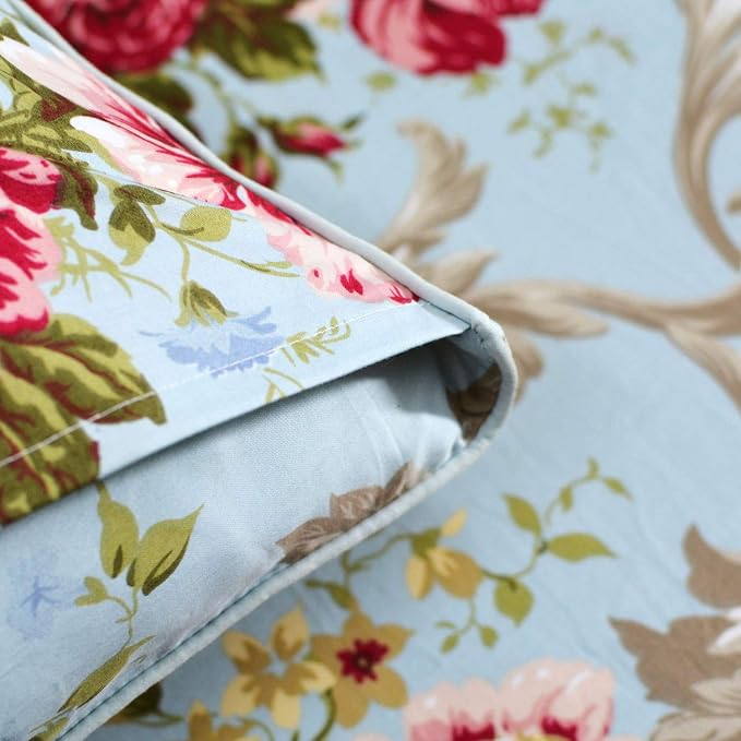 FADFAY Shabby Floral Bedding Elegant Peony Sheets Set Luxury Bedding Collections 800 Thread Count 100% Egyptian Cotton Deep Pocket, 4 Piece-Twin Size