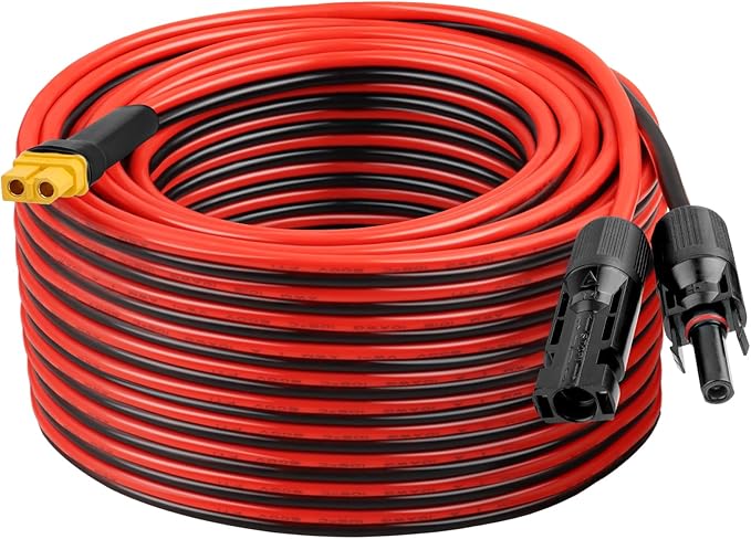 XRDS -RF Solar Connector to XT60 Cable 75FT, 10AWG Solar to XT60 Female Extension Cable, 600V Rated Power Cable for Solar Panels, Batteries, Power Stations – Heavy-Duty High Current Transfer