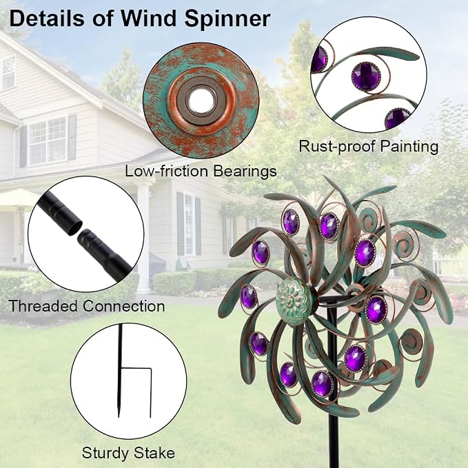 Viveta Outdoor Wind Spinners, Sculpture, Windmill for Yard and Garden | Metal,Double-Sided,for Yard and Garden
