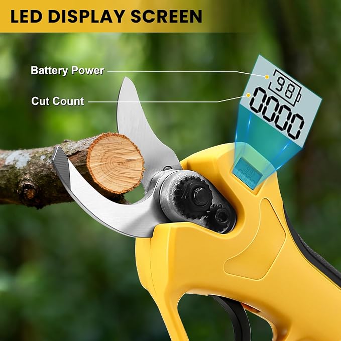 2-in-1 Pole Pruner & Cordless Electric Pruning Shears for Dewalt 20V Battery, 14Ft Reach, 1.2" Cutting Diameter, Brushless Motor with LCD Display, for Tree Trimming Branch Cutter (No Battery)