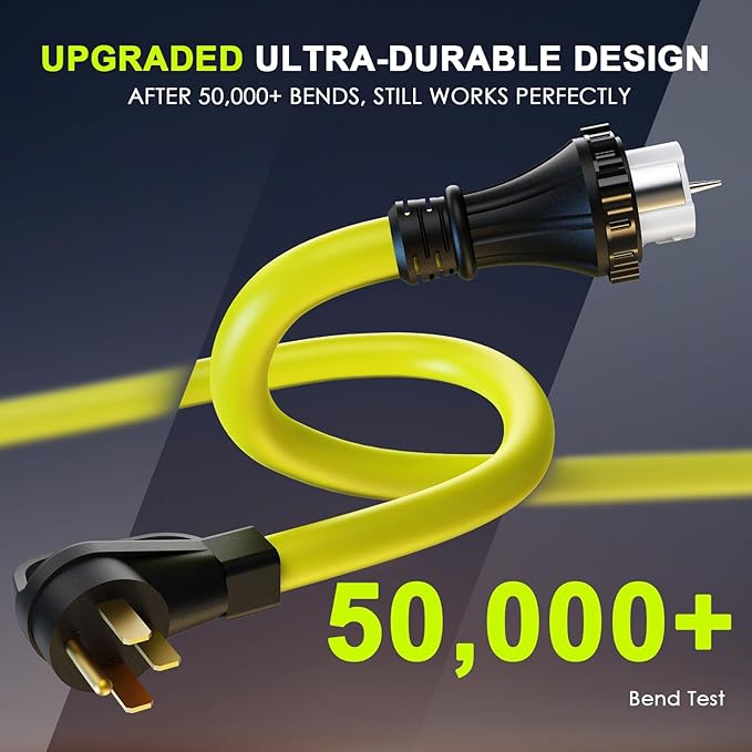 50 Amp Generator Cord 50FT and Power Inlet Box, NEMA 14-50P Male to SS2-50R 125/250V Twist Lock Connector with Pre-Drilled NEMA SS2-50P Generator Inlet Box for Generator to House, ETL Listed