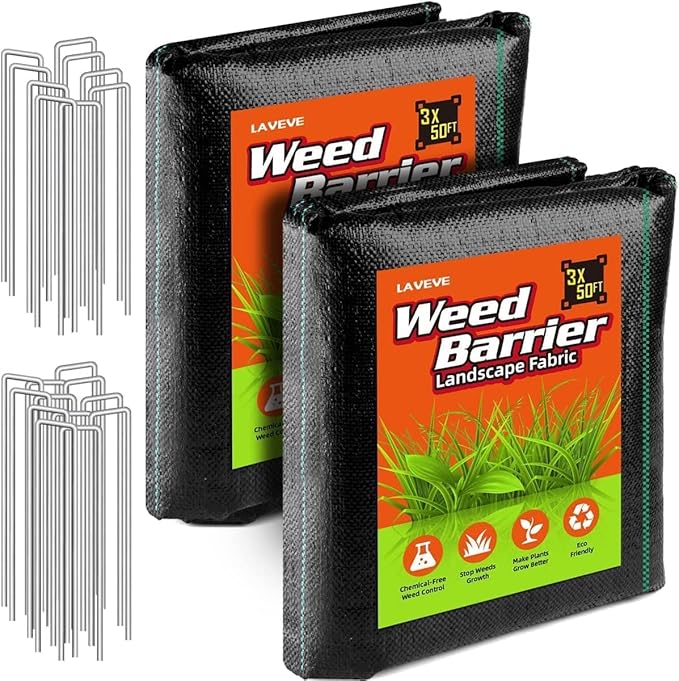 LAVEVE 3FT x 100FT Weed Barrier Landscape Fabric Heavy Duty, 3.2oz Premium Garden Ground Cover Mat for Weed Control, Gardening, Plant Beds and Farming