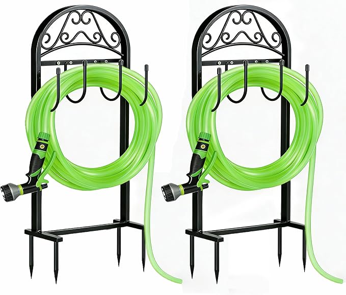 Garden Hose Holder，2-Pack Freestanding Hose Holder Heavy Duty Hose Hanger,Sturdy Hose Stand for Lawn & Yard Hose Storage Rack