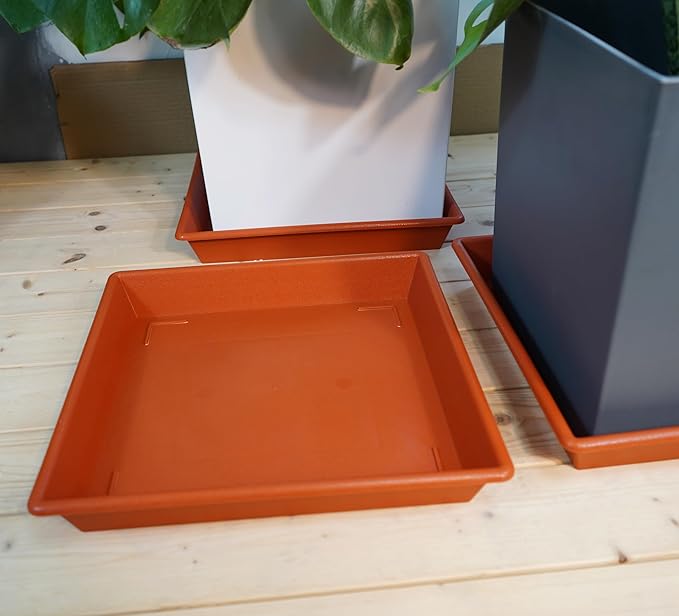 NIMYAU Square Plant Saucer 8 Inch 5 Pack, Plant Stand Plant Trays for Pots Heavy Duty Plastic Plant Saucers for Indoors Outdoors, Flower Pot No Holes Terracotta Plant Lover Gardening Gifts