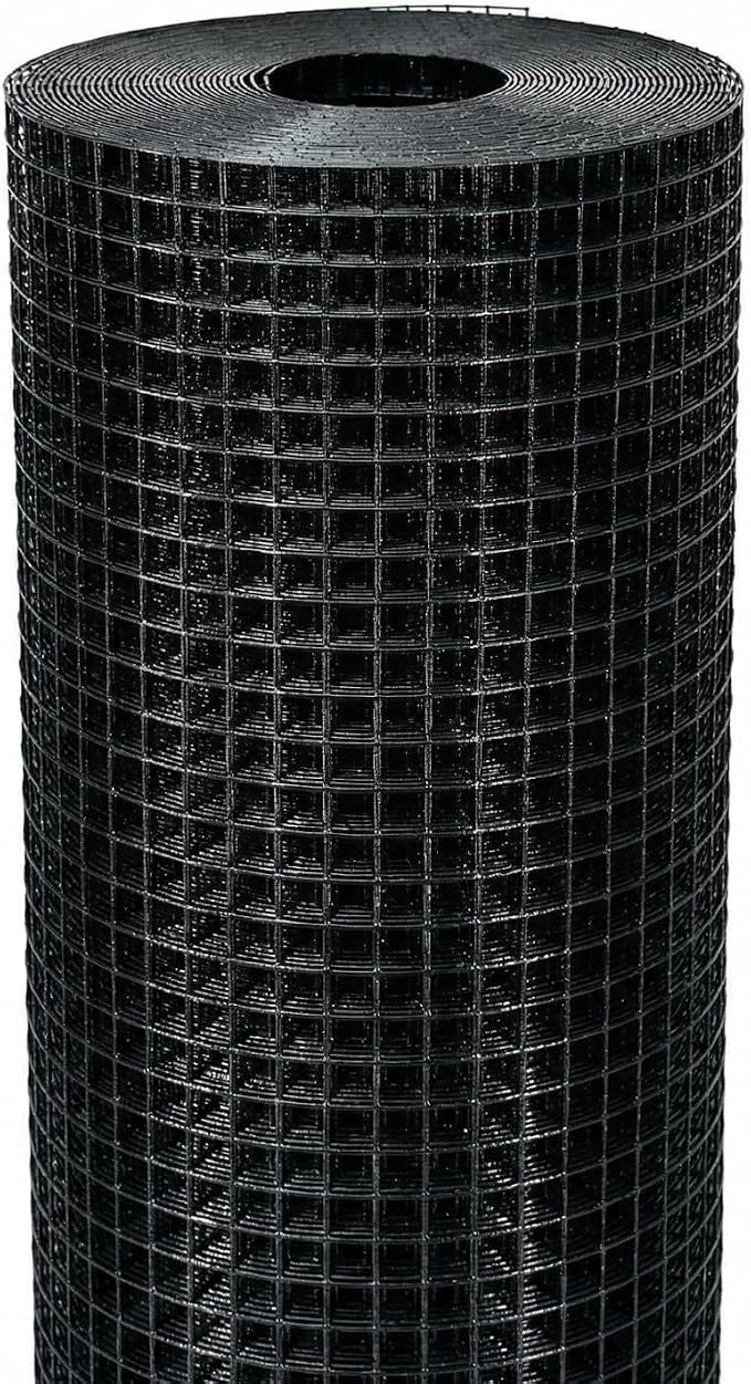 Black Hardware Cloth 1/2 in. x 4 ft. x 100 ft. 19-Gauge, Vinyl Coated Chicken Wire Mesh Roll, Chicken Wire Fencing, Garden Fencing, Rat Wire, Gopher Mesh