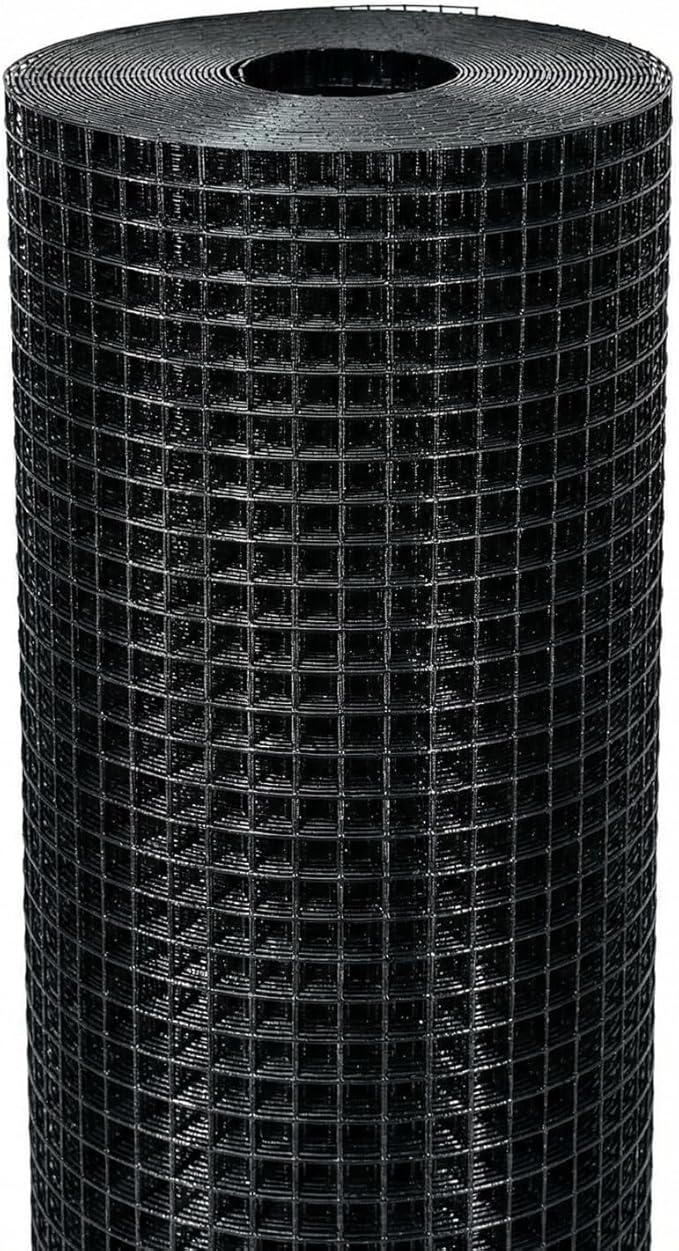Black Hardware Cloth 1/2 in. x 6 ft. x 100 ft. 19-Gauge, Vinyl Coated Chicken Wire Mesh Roll, Welded Wire Fencing, Garden Fencing, Wire Fence Roll