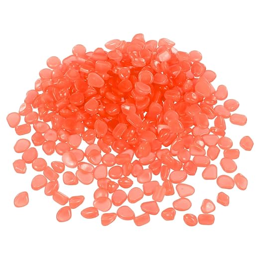 Glow in the Dark Stones, Luminous Pebbles Stones Glowing Rocks Decorative Light Up Pebbles 3000 Pcs & Bright Orange -Fitting for (Fish Tank/Outdoor Garden Decor/Yard/Walkway)
