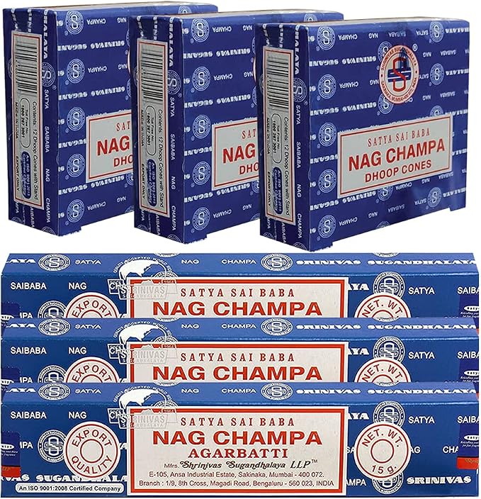 Nag Champa Incense Sticks and Nagchampa Incense Cone Variety Pack Bundle Insence-Sticks Insence Insense Insiensos