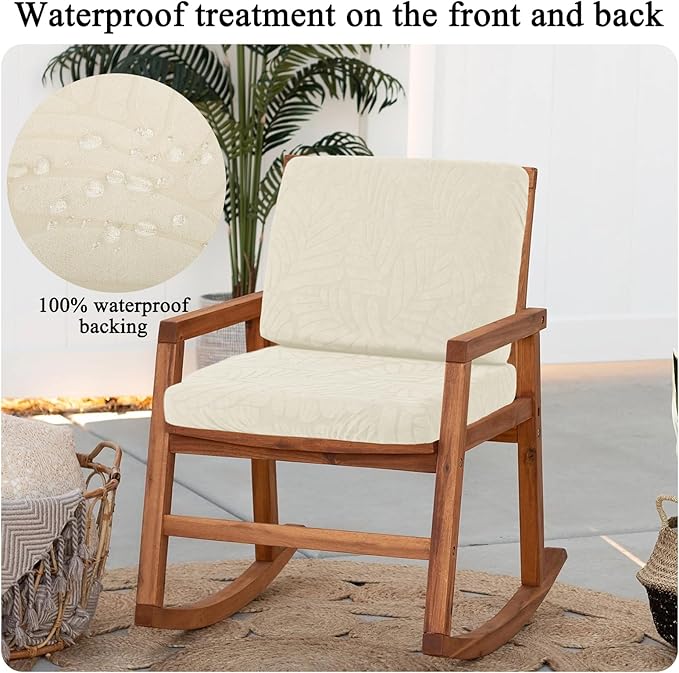 HEBE Stretch Patio Cushion Covers Set 8pcs,Waterproof Outdoor Couch Covers Replacement,Washable Reusable Seat Cushion Slipcovers for Patio Furniture Protector,Chair Cushion Cover