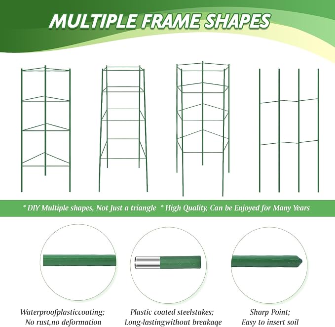 Tomato Cage, Tomato Plant Support Trellis for Garden & Pots, Rust-Resistant Tomato Cages for Climbing Vegetables Plants Flowers, 3 Pack - 48-Inch