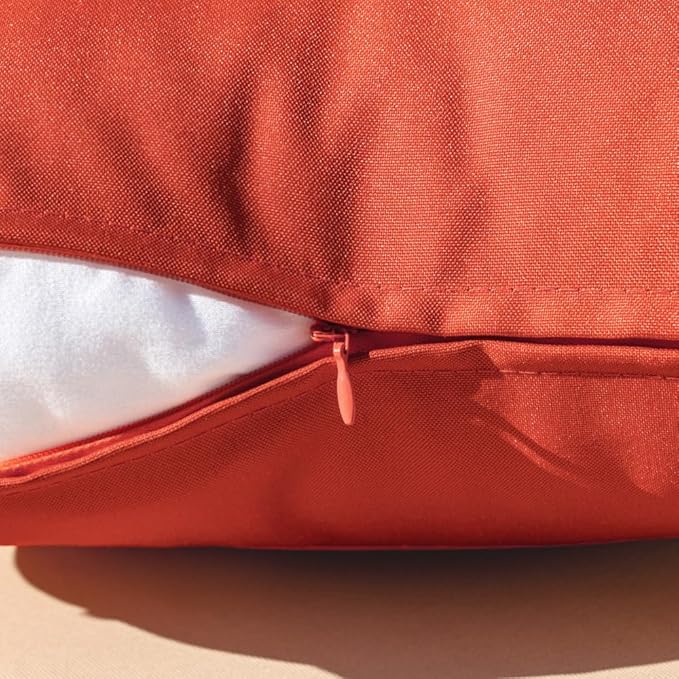 MIULEE Pack of 2 Decorative Outdoor Waterproof Pillow Covers Rectangular Garden Cushion Sham Throw Pillowcase Summer Shell for Fall Patio Tent Couch 12x20 Inch Burnt Brick