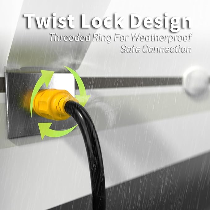 30 Amp to 110 RV Generator Plug Adapter 12 Inch, NEMA 5-15P Male to NEMA L5-30R Female, Heavy Duty Generator Adapter with Twist Lock Plug, STW 10AWG 15A 125V 1875W, Yellow, ETL Listed
