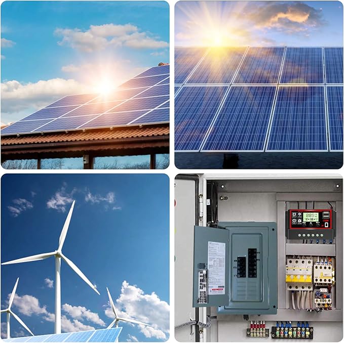 [Upgraded] 30A Solar Charge Controller, Black Solar Panel Battery Intelligent Regulator with Dual USB Port 12V/24V PWM Auto Paremeter Adjustable LCD Display (30a)