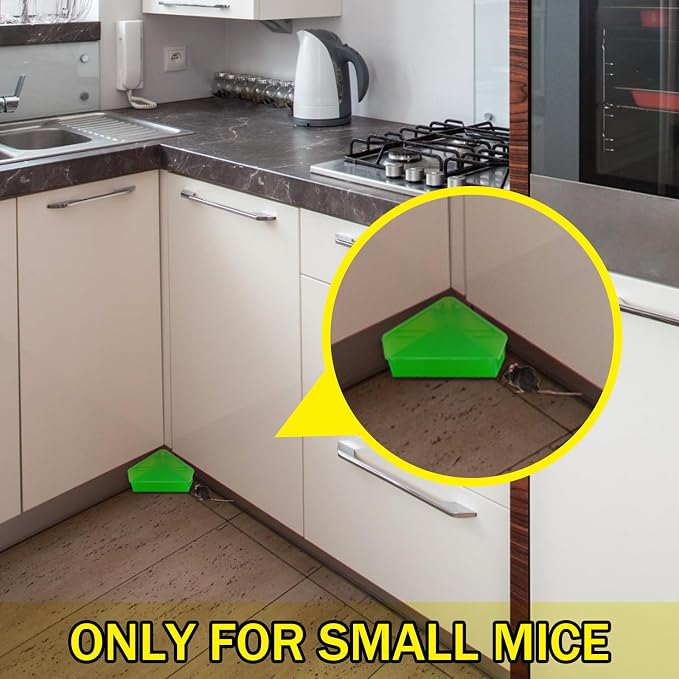 Qualirey 24 Pcs Mice Station with Key Triangle Mouse Station Lockable Reusable Bait Box, Enclosed Design for Indoor and Outdoor Use, Suitable for Small Mice (Translucent Green)