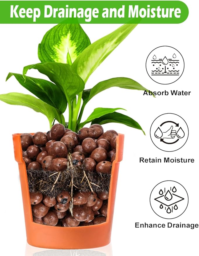 TOYPOPOR Leca Clay Pebbles for plants, Expanded Leca Balls, Lightweight Clay Ball, Potting Mix, Grow Media Used for Drainage, Decoration, Aquaponics, Hydroponics and Other Gardening Essentials 1 Quart