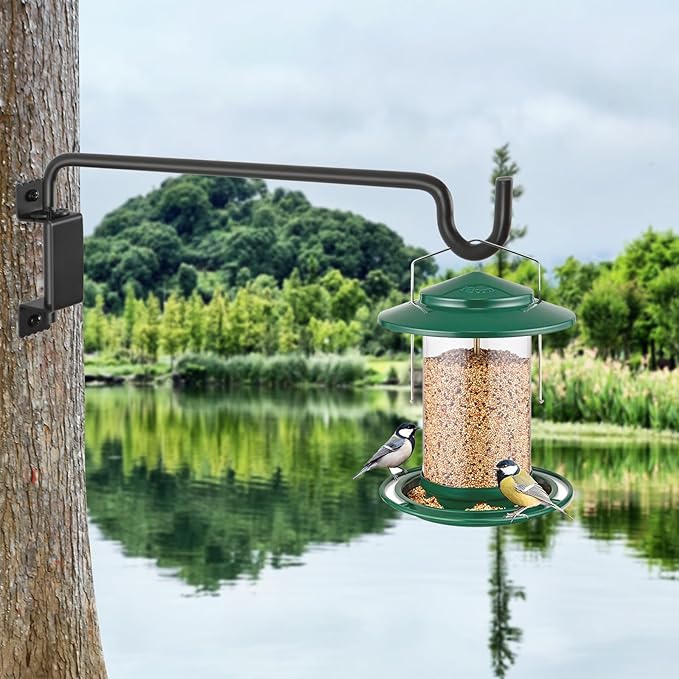 AILIN YELOKIE 16" 360° Swivel Plant Hange - Heavy Duty Solid Steel Wall Hook, 12-Directional Adjustable for Bird Feeders, Outdoor/Indoor Plants, Garden & Patio, Rust-Resistant Black