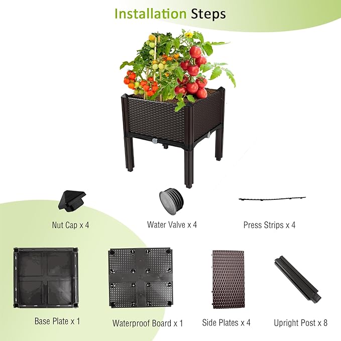 Raised Garden Bed Planters for Outdoor Plants with Legs Elevated Rectangular Planter Boxes Garden Patio Balcony Deck for Planting Flowers, Vegetables, Tomatoes, and Herbs