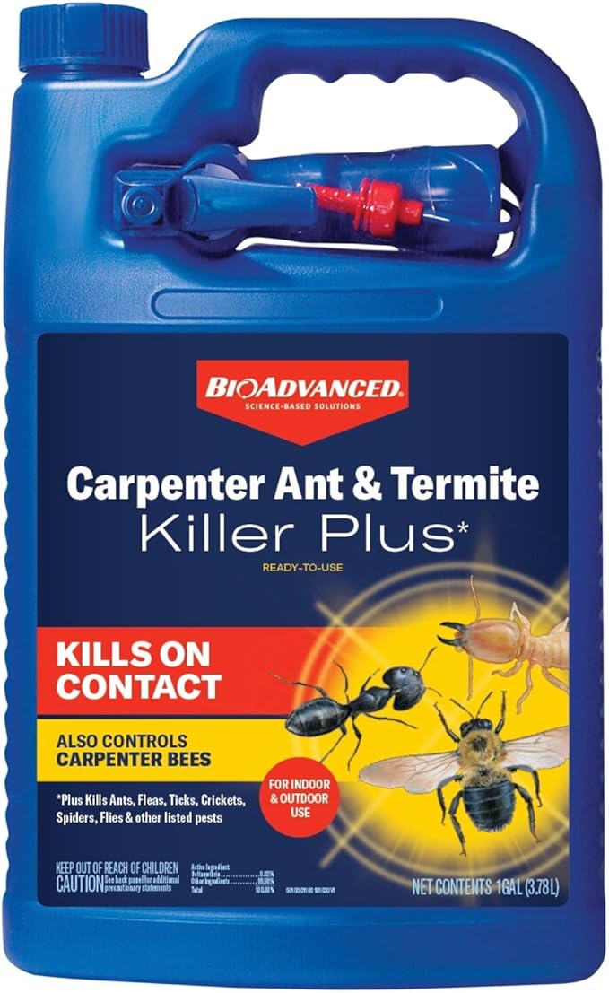 BioAdvanced Carpenter Ant & Termite Killer Plus, Ready-to-Use, 1 Gal, Listed Insect Killer, Bug Spray for Home