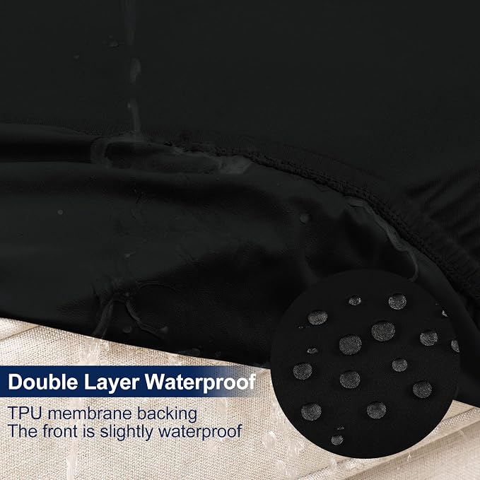 Smiry Waterproof Patio Cushion Covers, Stretch Outdoor Couch Slipcovers Replacement Washable Furniture Protector Sofa Chair Seat Cover for Dogs and Pets (12 Pcs, Black)