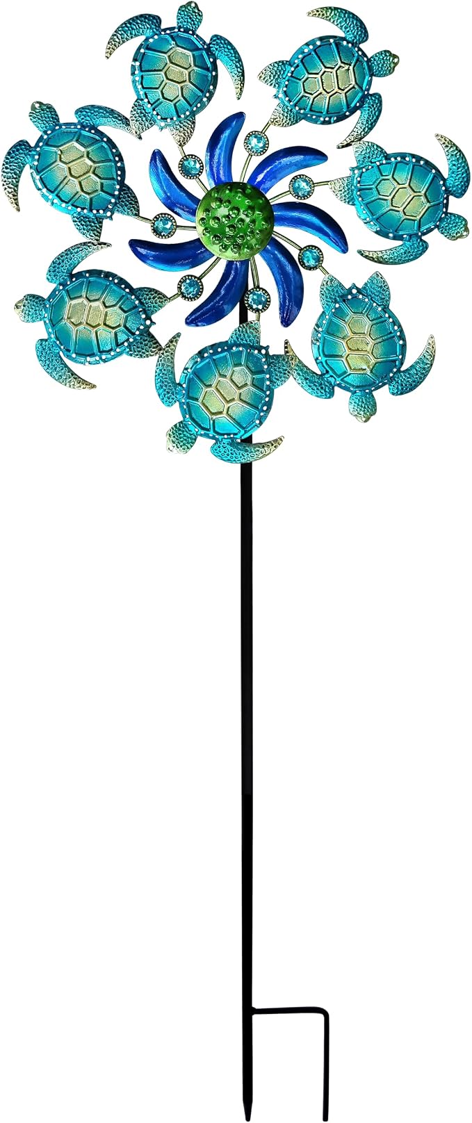 COOZZYHOUR 39" Sea Turtle Wind Spinners Garden Stake-Ocean Theme Outdoor Decorations- Metal Stake Yard Spinner-Wind Sculpture Yard Art Decorations for Patio,Swimming,Lawn & Garden Decor