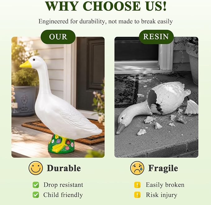 23 Inch Large Porch Goose Statue - PE Plastic Outdoor Goose Decor for Lawn, Yard, & Garden Decoration, Unique Housewarming Birthday Graduation Gifts for Women Mom Grandma