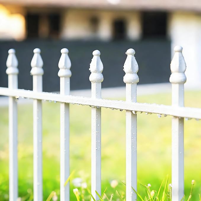 Thealyn Metal Decorative Garden Fence 36" H x 28" W (5 Panels, Total Length 11.6 feet), Metal Border Folding Fence, Landscape Fencing Dog Fence Pet Fence for Flower Bed, Yard, Animal Barrier (White)