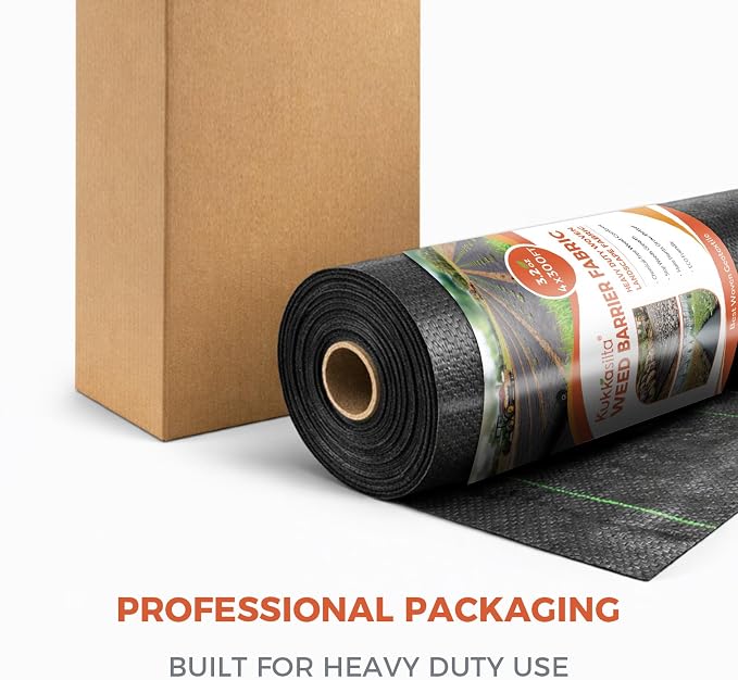 Heavy Duty Weed Barrier Fabric 4FT x 300FT, 3.2OZ Woven Landscape Fabric, High Permeability Weed Control Garden Cloth, Geotextile Fabric Under Gravel for Driveway, Garden & Landscaping