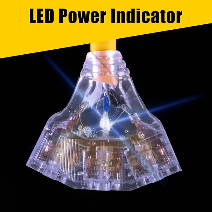 30 Amp to 110 Outdoor Generator Adapter Power Cord, 3 Prong Locking 30 Amp to 15 Amp Generator Cord, NEMA L5-30P Male to 3X 5-20R Female with Lighted End, 1.5FT