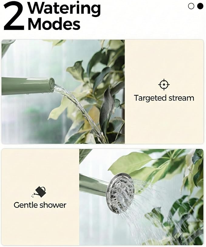 Bamworld Watering Can for Indoor Outdoor Plant Metal Watering Can with Removable Spout Embossd Design Plant Watering Devices Stainless Steel 1/2 Gallon Watering Cans Home & Garden Décor Creamy Green