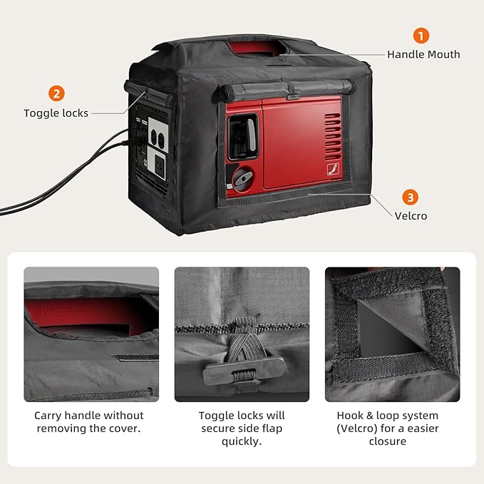 Joramoy Generator Cover While Running,Opened Double-layer 600D Portable Generator Tent for Outside Honda EU2000i EU2200IC,Waterproof,Heavy Duty