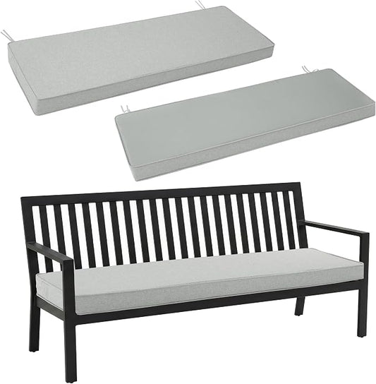 Outdoor Bench Cushion, Water-Resistant & Fade-Resistant, Porch Swing Cushions with Ties, Patio Furniture Seat Pads for Garden Settee, Removable Cover Non-Slip Bottom, 45 x 16 Inch, Light Grey