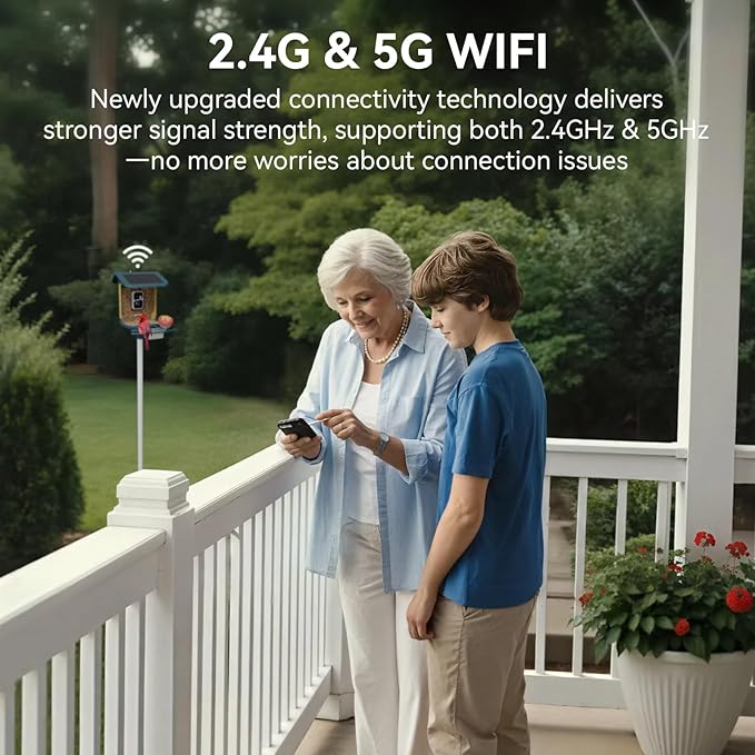 Bird Feeder with Camera, Support 2.4GHz/5GHz, 2K Live Steam for Outdoor, 1.8L Large Capacity, AI Identify Auto Capture Videos, Camera Bird Feeders for Outside, Ideal Gift for BirdLovers (Dark Blue)