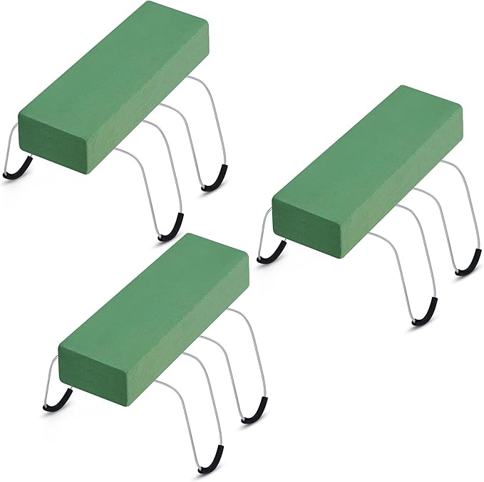 3 Pack Headstone Flower Saddle 12 Inch Headstones for Graves Saddles for Headstones Wire Rustproof Galvanized Tombstone Saddle with Floral Foam for Grave Headstone Cemetery Floral Arrangements Decor