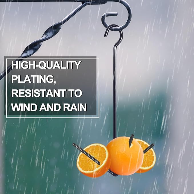 Zonon 2 Pcs Oriole Bird Feeder Hanging Orange Fruit Bird Feeder with Hook Black Fruit Holder for Outdoors Garden Patio (3 Prongs)
