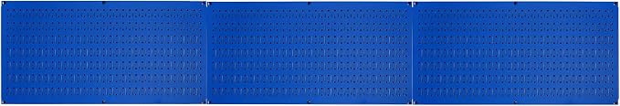 Wall Control Pegboard Value Pack - (3) Pack of Wall Control 16-Inch Tall x 32-Inch Wide Horizontal Blue Metal Wallboards for Home & Garage Tool Storage Organization (Blue Pegboard)