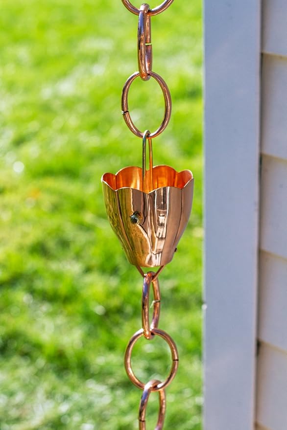 Good Directions 491P-8 Crocus Rain Chain 8-1/2 Feet Long, Large Cups, 100% Pure Copper