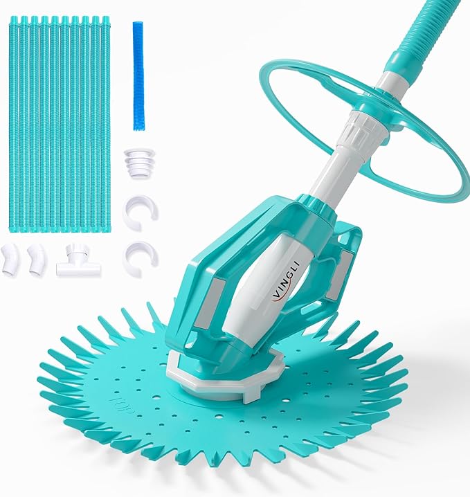 VINGLI Pool Vacuum Cleaner Automatic Sweeper Swimming Pool Creepy Crawler Vacuum with 33FT Hoses (Shining Blue)