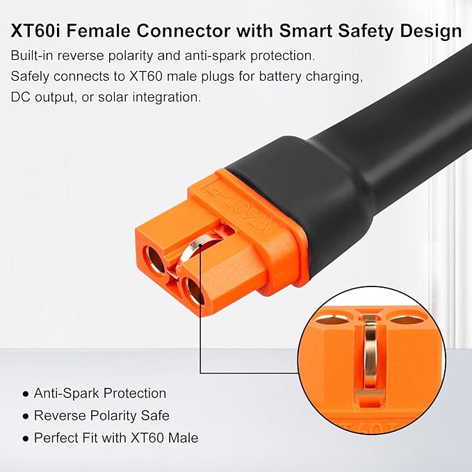 XRDS -RF 10AWG Anderson SB50 to XT60i Female Cable, 10FT Tinned Copper Power Wire for Lithium Batteries, Solar Generators, Inverters, 12V/24V DC Systems
