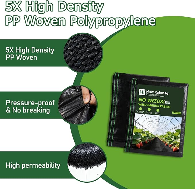 Garden Weed Barrier Landscape Fabric,4FTx100FT Weed Block Fabric Heavy Duty 3.2OZ,Woven Mulch for Landscaping Ground Cover Weed Control Fabric, Black Garden Bed Liner