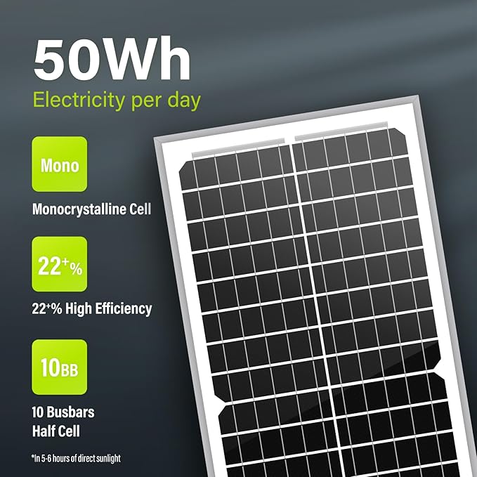 Newpowa 10W(Watts) 12V(Volts) Monocrystalline 10BB Solar Panel High-Efficiency PV Module Power for Boat RV Gate Opener Fences