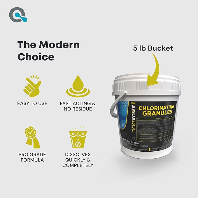 Spa Chlorine for Hot Tub Sanitizer - 5lb - Quick Dissolving Hot Tub Chlorine Granules, Spa Chemicals Made in The USA - AquaDoc