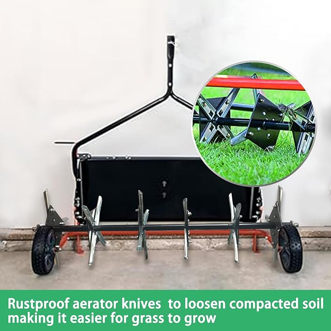 Replacmentparts 40 inch SmartLink Plug Aerator Compatible with 45-0518 Tow Behind Lawn Plug Aerator Pull Behind Lawn Garden Tractors 45-0474 Black