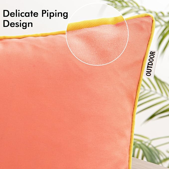MIULEE Pack of 2 Outdoor Waterproof Throw Pillow Covers Decorative Outdoor Pillowcases Piping Edge Water Resistant Cushion Covers for Patio Garden Couch Chair Tent Balcony, 12x20 Inch Coral Red