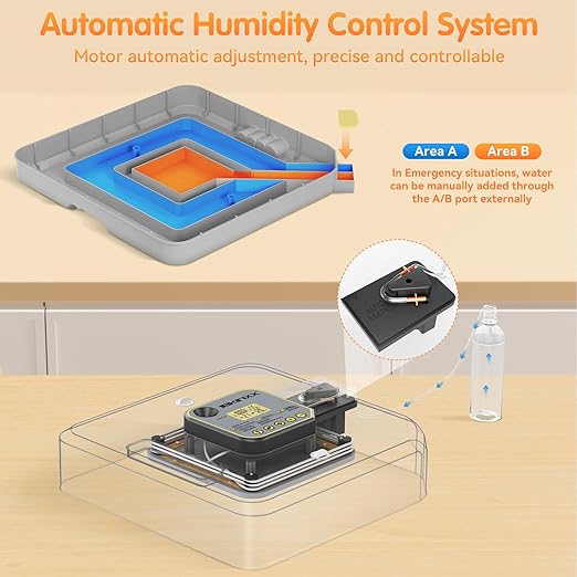 IBKINXX Incubator for Hatching Eggs-48 Egg Capacity, 2026 Newly Upraded Auto Egg Turner & Auto Precision Humidity Control System, 360° Clear Viewing for Chicken, Duck and Quail Eggs (Yellow)