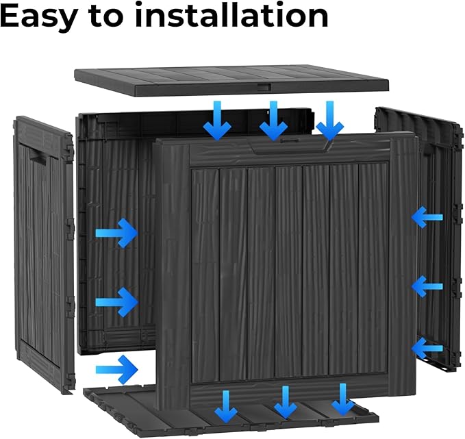 Outdoor Storage Box 35GAL Waterproof Resin Deck Box,Pool Accessories Supplies，UV-Resistant Lockable Package Delivery Bin for Garden Tools,Large Patio Outside Cushions,Chest,Furniture,Black